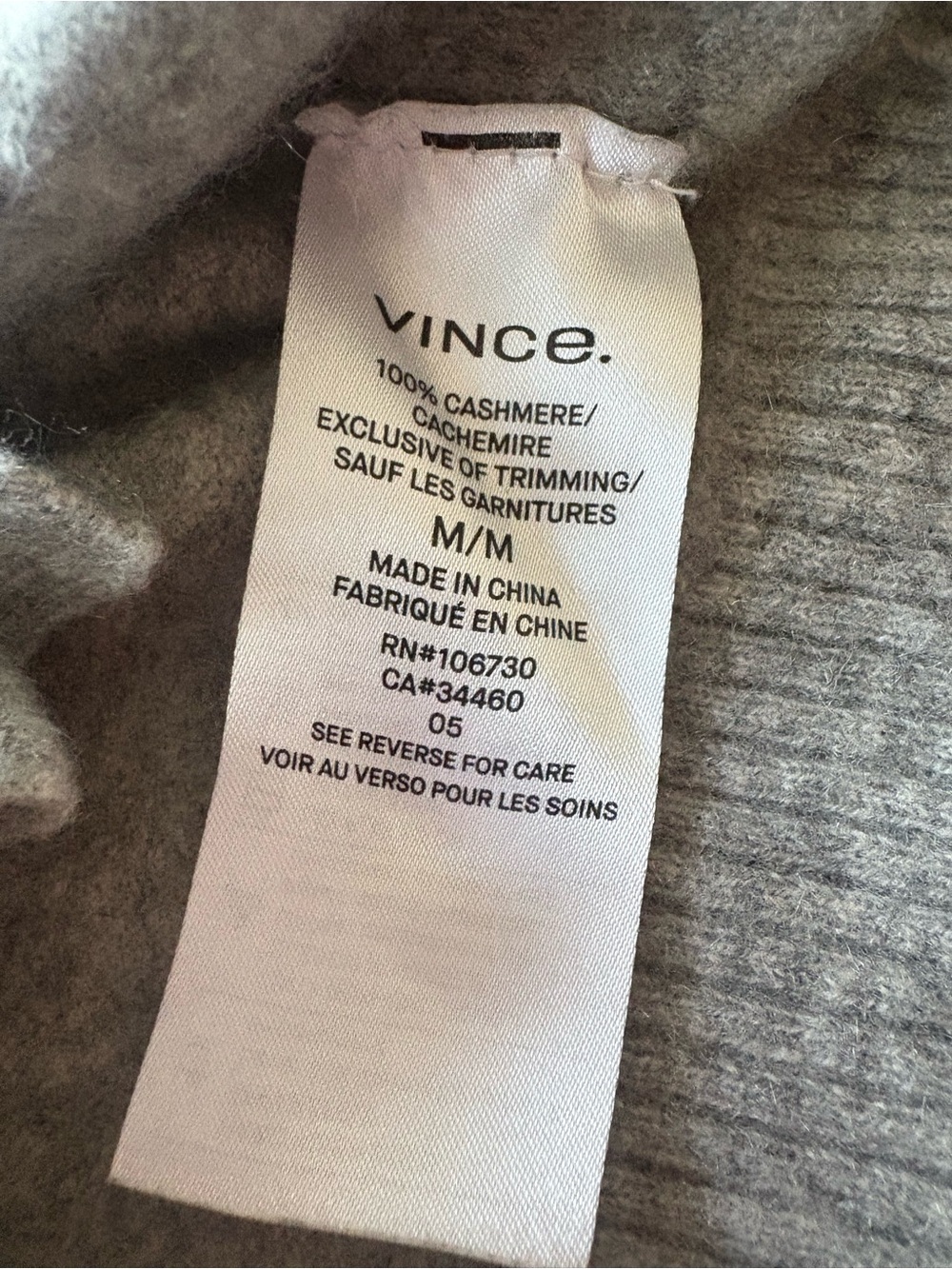 Vince 100% Cashmere Asymmetric Side Tie Sweater Women’s M Gray Crewneck - Picture 13 of 14